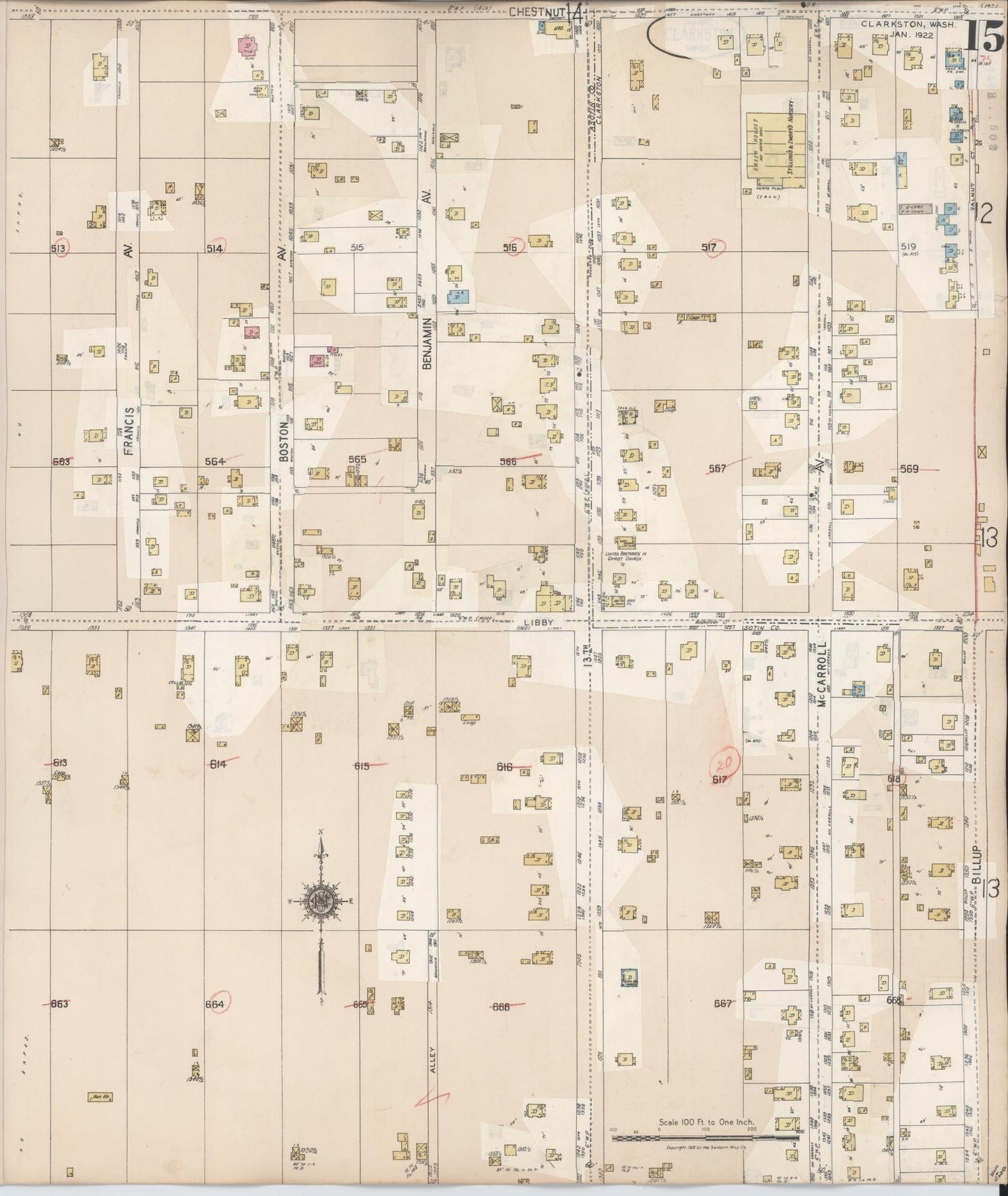 Sanborn Fire Insurance Map from Clarkston, Asotin County, Washington (1949), Sheet #0015 - Complete Map Set gallery image, historic Sanborn map, vintage wall art, Washington Washington