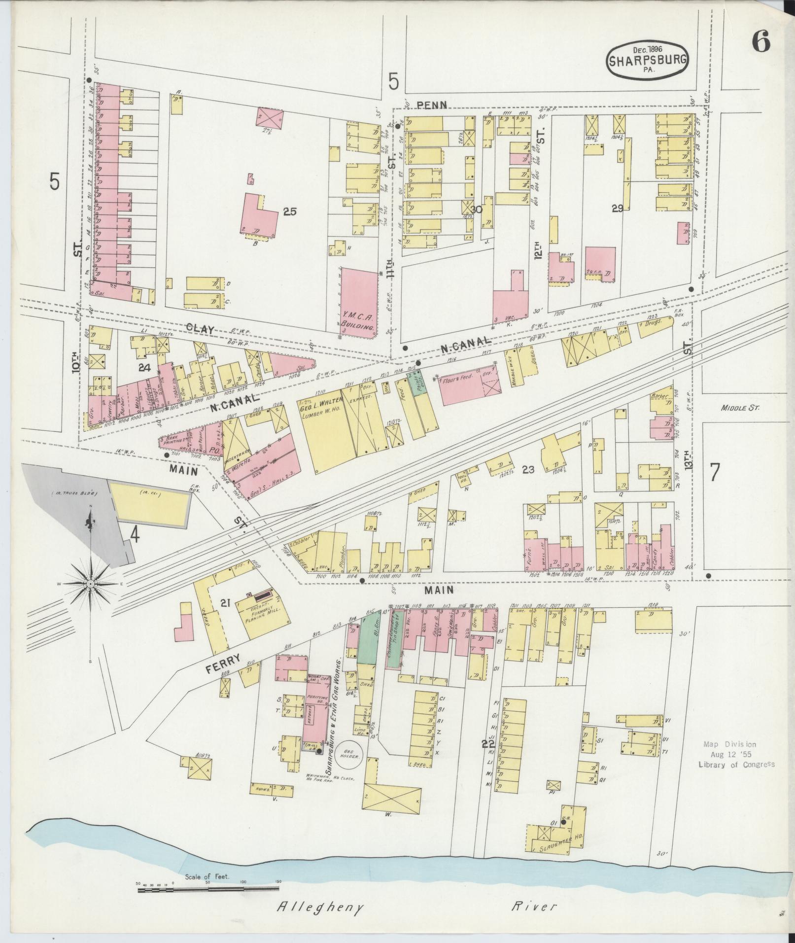 Sanborn Fire Insurance Map from Sharpsburg, Allegheny County, Pennsylvania (1896), Sheet #0006 - Complete Map Set gallery image, historic Sanborn map, vintage wall art, Pennsylvania Pennsylvania