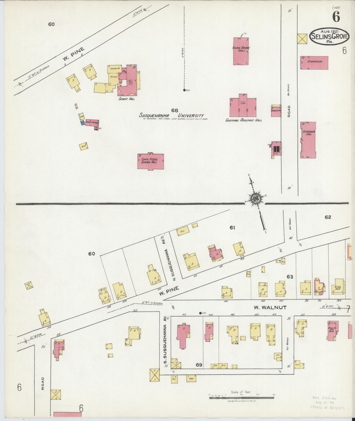 Sanborn Fire Insurance Map from Selins Grove, Snyder County, Pennsylvania (1921), Sheet #0006 - Complete Map Set gallery image, historic Sanborn map, vintage wall art, Pennsylvania Pennsylvania