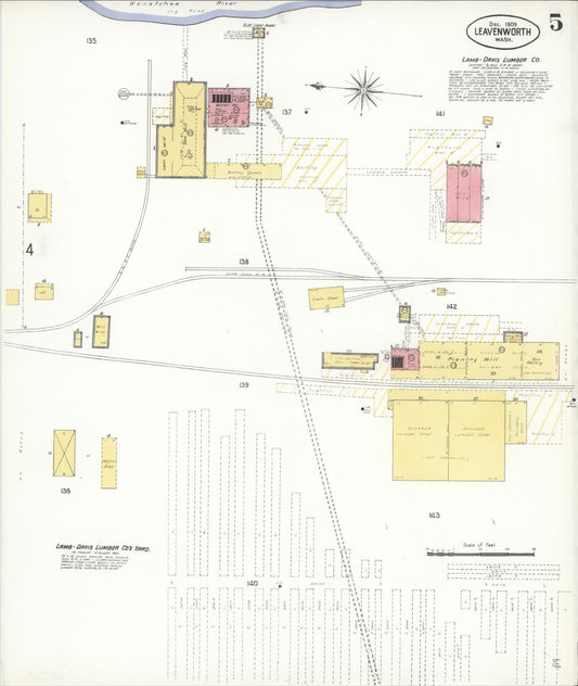 Sanborn Fire Insurance Map from Leavenworth, Chelan County, Washington (1909), Sheet #0005 - Historic Sanborn Fire Insurance Map Print, vintage old map wall art, antique decor, genealogy gift, Washington Washington map