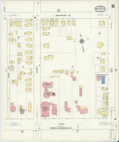 Sanborn Fire Insurance Map from Batavia, Genesee County, New York (1912), Sheet #0008 - Complete Map Set gallery image, historic Sanborn map, vintage wall art, New York New York