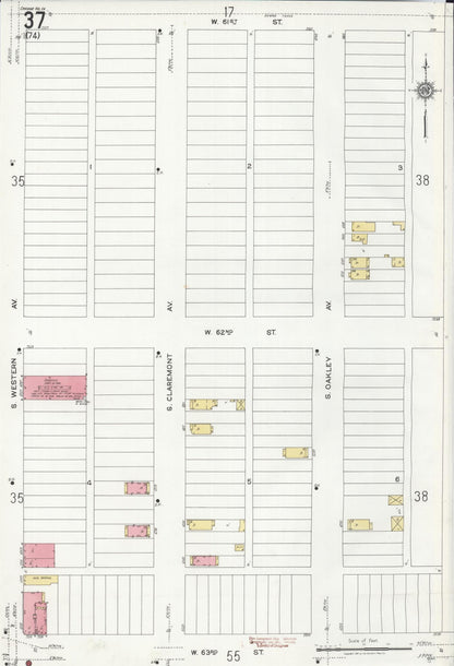 Sanborn Fire Insurance Map from Chicago, Cook County, Illinois (1920), Sheet #0037 - Historic Sanborn Fire Insurance Map Print, vintage old map wall art, antique decor, genealogy gift, Illinois Illinois map