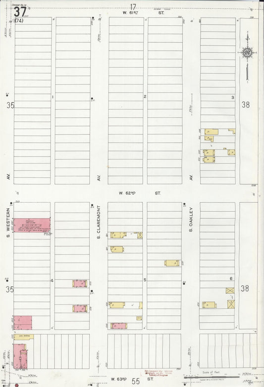 Sanborn Fire Insurance Map from Chicago, Cook County, Illinois (1920), Sheet #0037 - Historic Sanborn Fire Insurance Map Print, vintage old map wall art, antique decor, genealogy gift, Illinois Illinois map