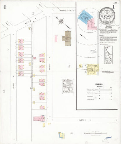 Sanborn Fire Insurance Map from Claymont, New Castle County, Delaware (1927), Sheet #0001 - Complete Map Set gallery image, historic Sanborn map, vintage wall art, Delaware Delaware