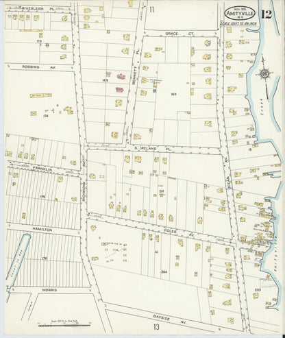 Sanborn Fire Insurance Map from Amityville, Suffolk County, New York (1915), Sheet #0012 - Complete Map Set gallery image, historic Sanborn map, vintage wall art, New York New York