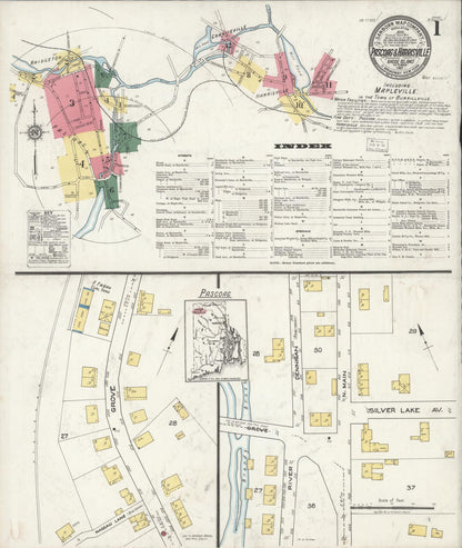Sanborn Fire Insurance Map from Pascoag, Providence County, Rhode Island (1921), Sheet #0001 - Complete Map Set gallery image, historic Sanborn map, vintage wall art, Rhode Island Rhode Island