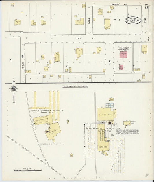 Sanborn Fire Insurance Map from Cotton Plant, Woodruff County, Arkansas (1913), Sheet #0005 - Historic Sanborn Fire Insurance Map Print, vintage old map wall art, antique decor, genealogy gift, Arkansas Arkansas map