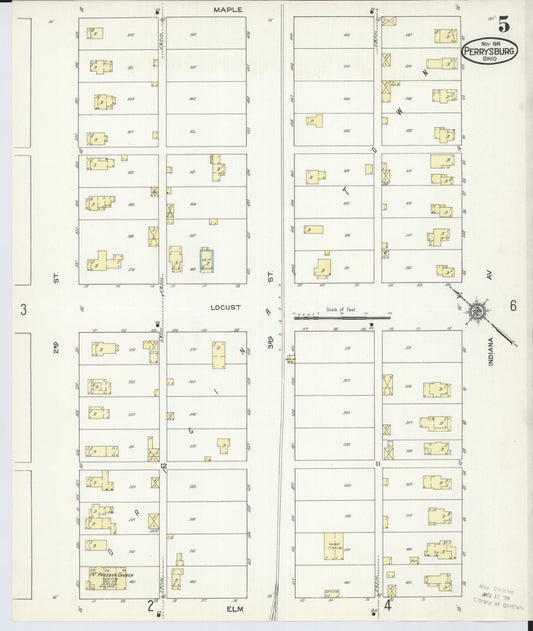 Sanborn Fire Insurance Map from Perrysburg, Wood County, Ohio (1914), Sheet #0005 - Historic Sanborn Fire Insurance Map Print, vintage old map wall art, antique decor, genealogy gift, Ohio Ohio map