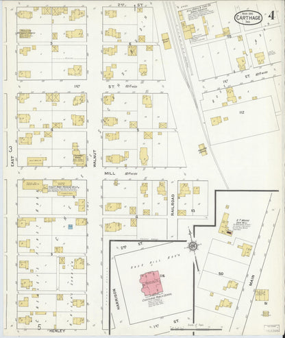Sanborn Fire Insurance Map from Carthage, Rush County, Indiana (1916), Sheet #0004 - Historic Sanborn Fire Insurance Map Print, vintage old map wall art, antique decor, genealogy gift, Indiana Indiana map