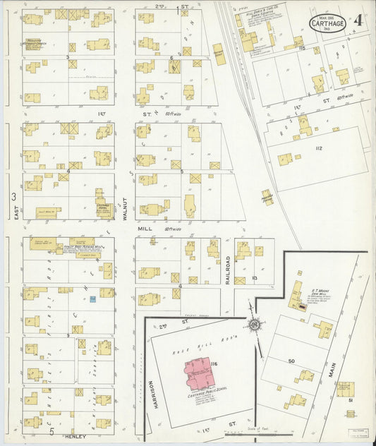Sanborn Fire Insurance Map from Carthage, Rush County, Indiana (1916), Sheet #0004 - Historic Sanborn Fire Insurance Map Print, vintage old map wall art, antique decor, genealogy gift, Indiana Indiana map