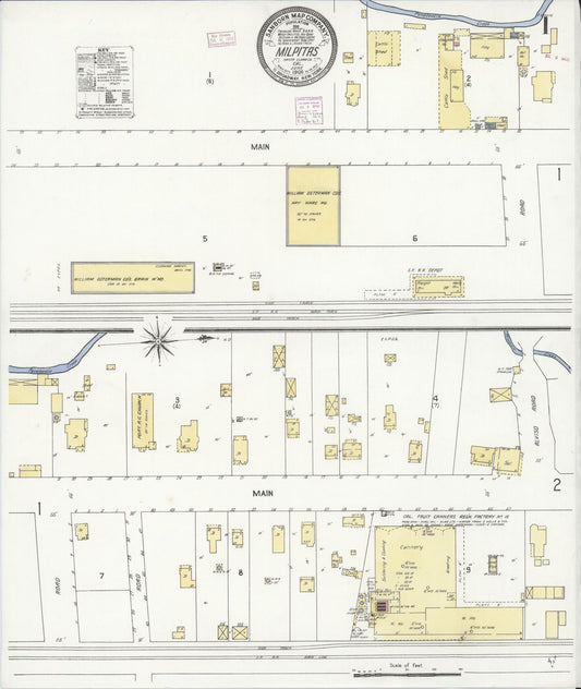 Sanborn Fire Insurance Map from Milpitas, Santa Clara County, California (1908), Sheet #0001 - Complete Map Set gallery image, historic Sanborn map, vintage wall art, California California
