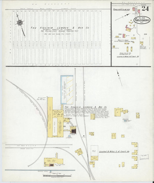 Sanborn Fire Insurance Map from Goldsboro, Wayne County, North Carolina (1918), Sheet #0024 - Historic Sanborn Fire Insurance Map Print, vintage old map wall art, antique decor, genealogy gift, North Carolina North Carolina map