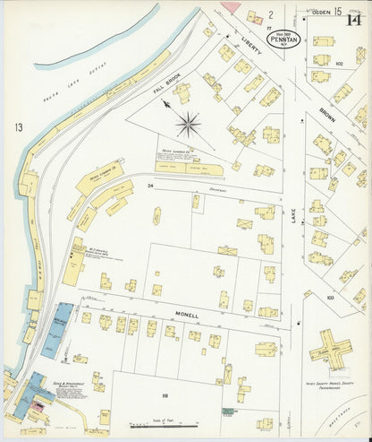 Sanborn Fire Insurance Map from Penn Yan, Yates County, New York (1909), Sheet #0014 - Complete Map Set gallery image, historic Sanborn map, vintage wall art, New York New York