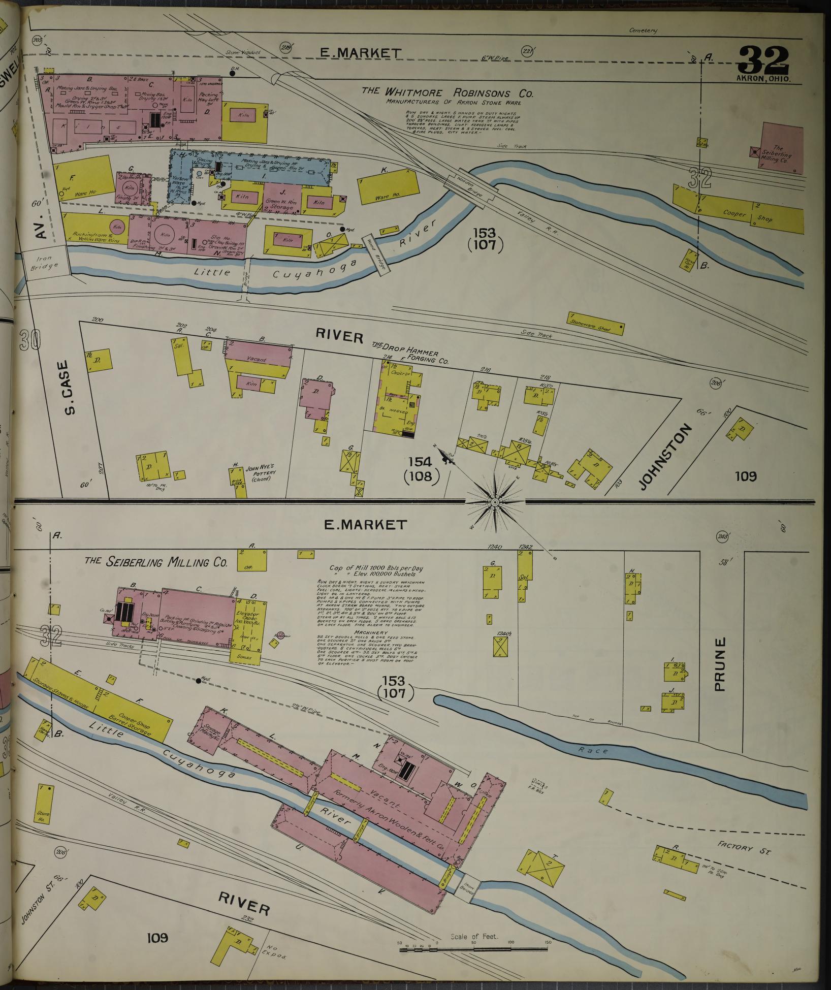 Sanborn Fire Insurance Map from Akron, Summit County, Ohio (1892), Sheet #0032 - Complete Map Set gallery image, historic Sanborn map, vintage wall art, Ohio Ohio