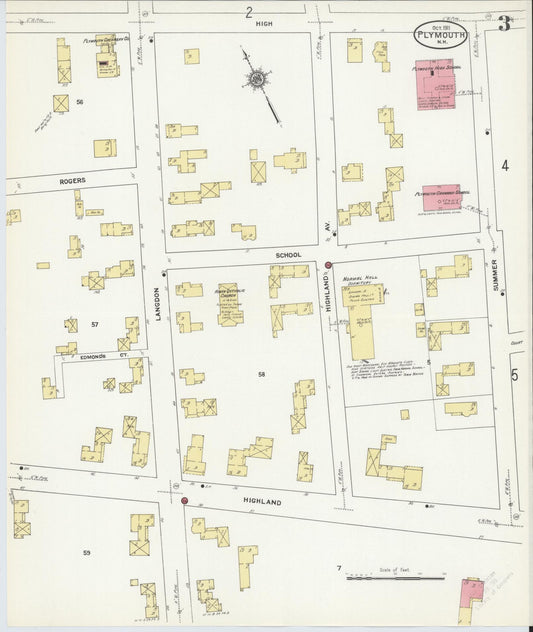 Sanborn Fire Insurance Map from Plymouth, Grafton County, New Hampshire (1911), Sheet #0003 - Historic Sanborn Fire Insurance Map Print, vintage old map wall art, antique decor, genealogy gift, New Hampshire New Hampshire map