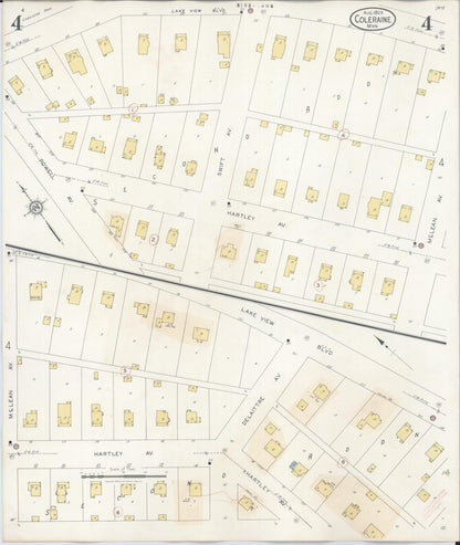 Sanborn Fire Insurance Map from Coleraine, Itasca County, Minnesota (1944), Sheet #0004 - Historic Sanborn Fire Insurance Map Print, vintage old map wall art, antique decor, genealogy gift, Minnesota Minnesota map