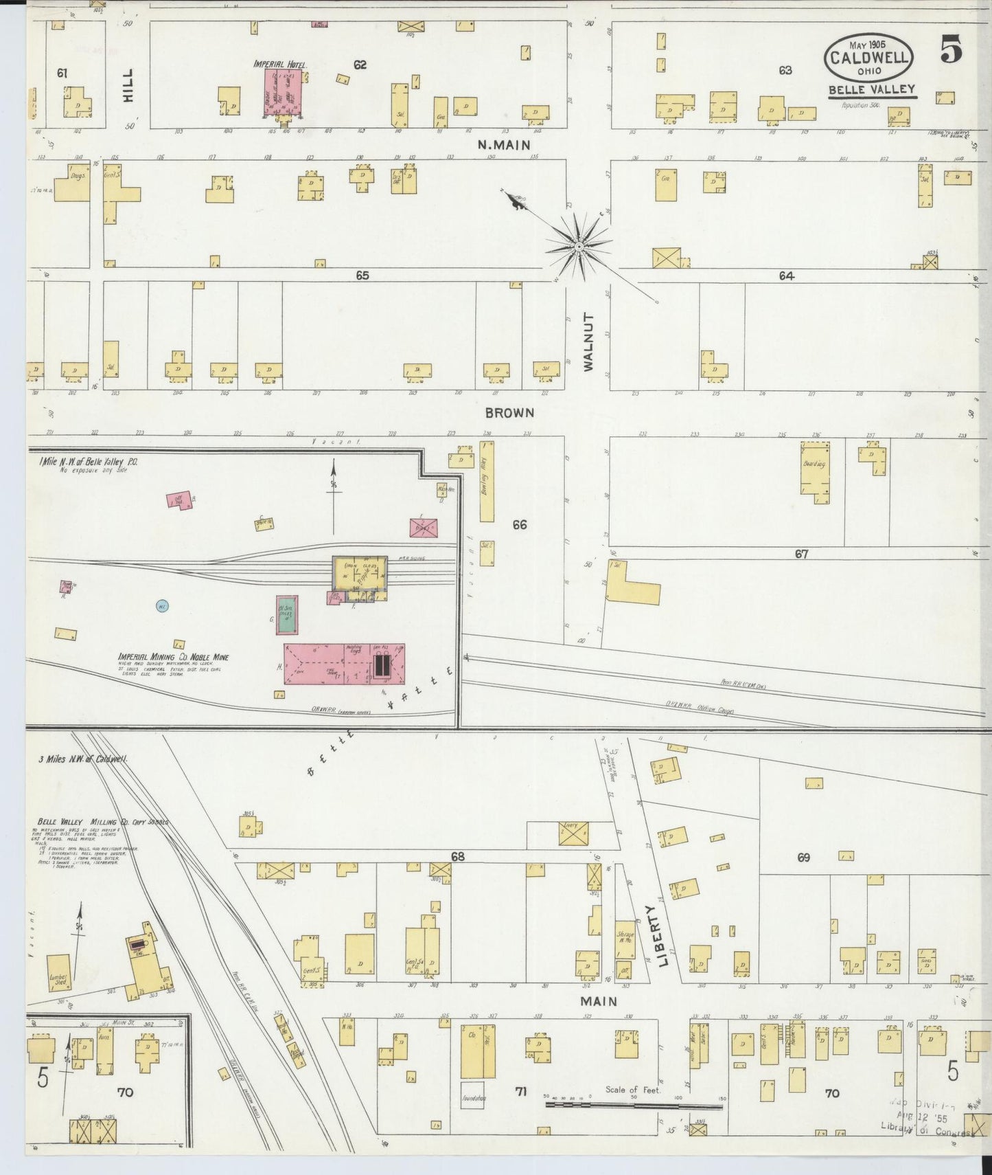 Sanborn Fire Insurance Map from Caldwell, Noble County, Ohio (1905), Sheet #0005 - Historic Sanborn Fire Insurance Map Print, vintage old map wall art, antique decor, genealogy gift, Ohio Ohio map