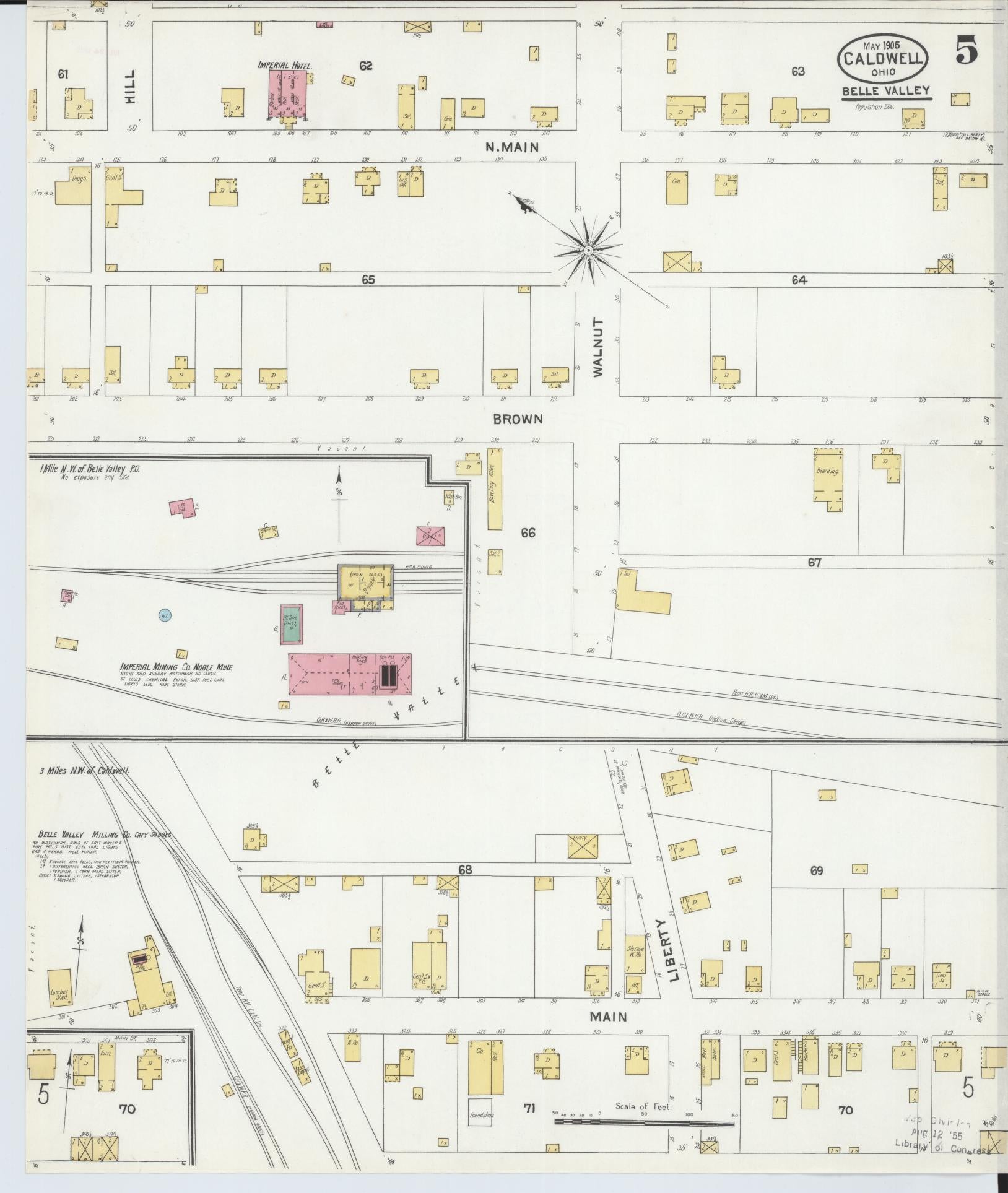 Sanborn Fire Insurance Map from Caldwell, Noble County, Ohio (1905), Sheet #0005 - Historic Sanborn Fire Insurance Map Print, vintage old map wall art, antique decor, genealogy gift, Ohio Ohio map