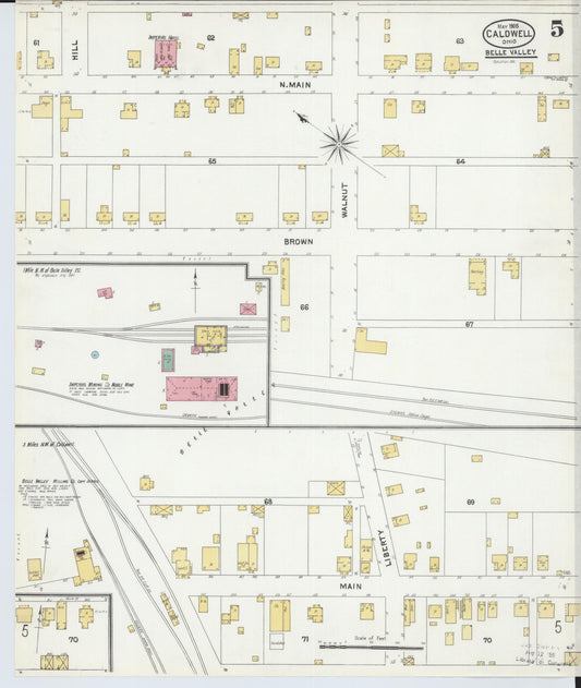 Sanborn Fire Insurance Map from Caldwell, Noble County, Ohio (1905), Sheet #0005 - Historic Sanborn Fire Insurance Map Print, vintage old map wall art, antique decor, genealogy gift, Ohio Ohio map