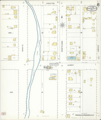 Sanborn Fire Insurance Map from Prescott, Yavapai County, Arizona (1895), Sheet #0008 - Complete Map Set gallery image, historic Sanborn map, vintage wall art, Arizona Arizona