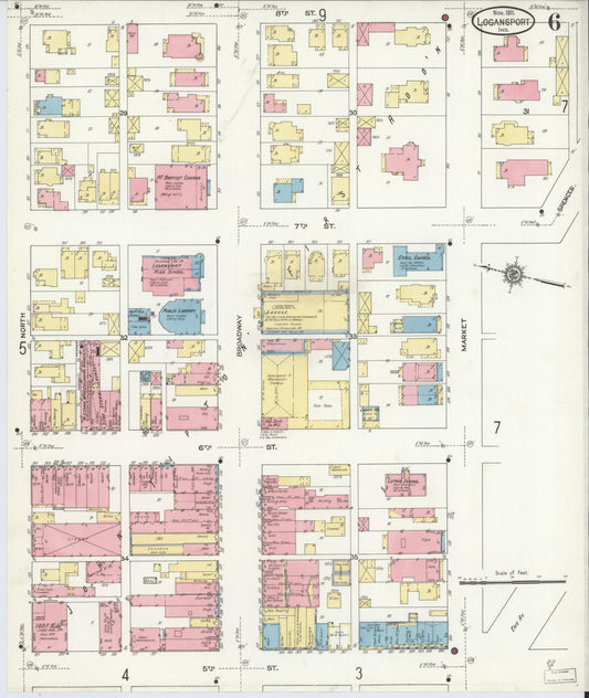 Sanborn Fire Insurance Map from Logansport, Cass County, Indiana (1911), Sheet #0006 - Historic Sanborn Fire Insurance Map Print, vintage old map wall art, antique decor, genealogy gift, Indiana Indiana map