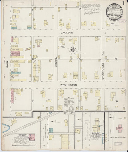 Sanborn Fire Insurance Map from Mcleansboro, Hamilton County, Illinois (1886), Sheet #0001 - Complete Map Set gallery image, historic Sanborn map, vintage wall art, Illinois Illinois