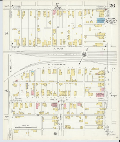 Sanborn Fire Insurance Map from Newark, Licking County, Ohio (1912), Sheet #0026 - Complete Map Set gallery image, historic Sanborn map, vintage wall art, Ohio Ohio