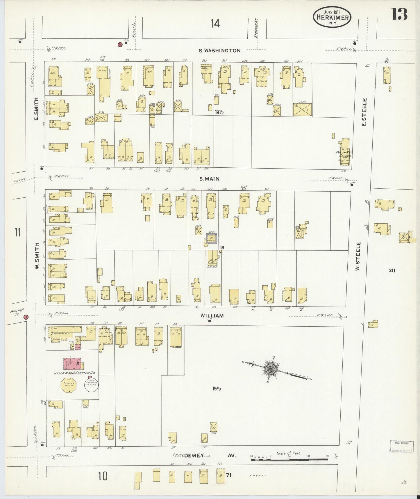 Sanborn Fire Insurance Map from Herkimer, Herkimer County, New York (1911), Sheet #0013 - Complete Map Set gallery image, historic Sanborn map, vintage wall art, New York New York