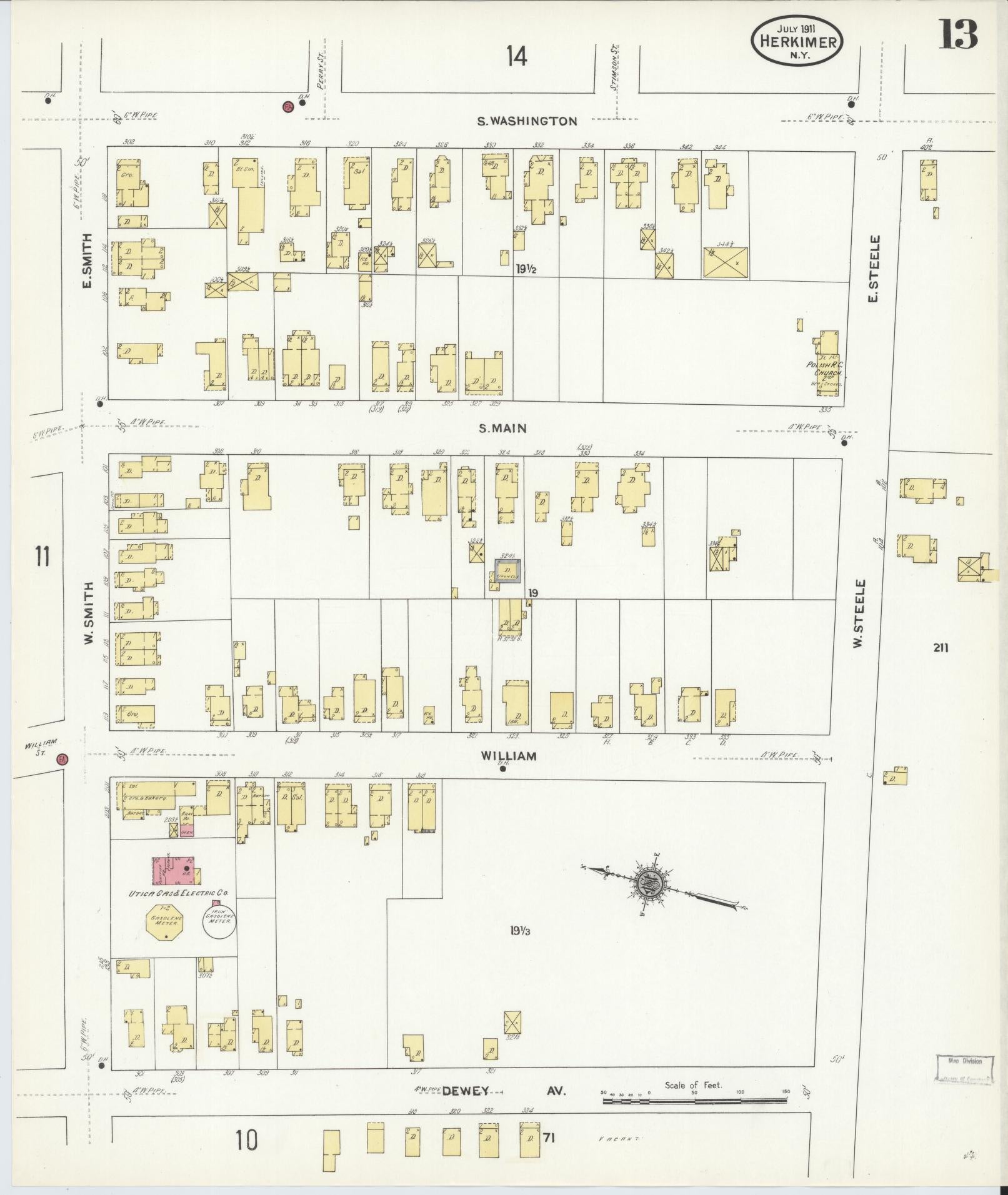 Sanborn Fire Insurance Map from Herkimer, Herkimer County, New York (1911), Sheet #0013 - Complete Map Set gallery image, historic Sanborn map, vintage wall art, New York New York
