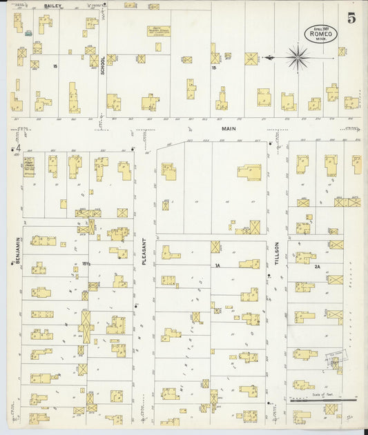 Sanborn Fire Insurance Map from Romeo, Macomb County, Michigan (1907), Sheet #0005 - Historic Sanborn Fire Insurance Map Print, vintage old map wall art, antique decor, genealogy gift, Michigan Michigan map