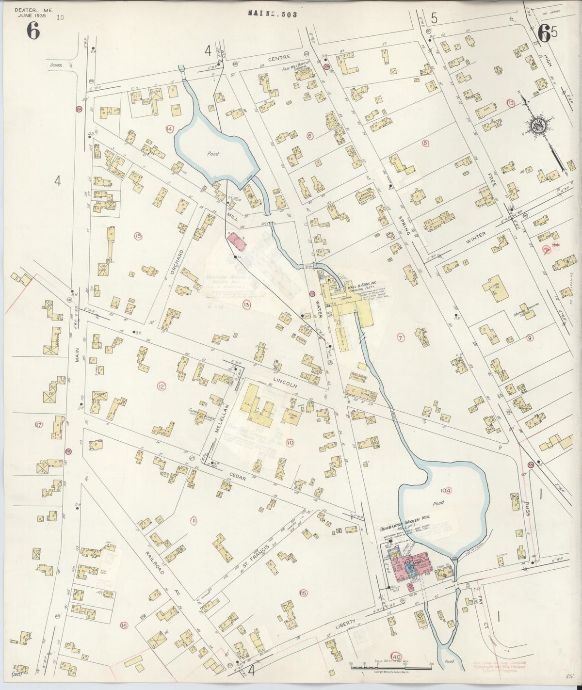 Sanborn Fire Insurance Map from Dexter, Penobscot County, Maine (1945), Sheet #0006 - Historic Sanborn Fire Insurance Map Print, vintage old map wall art, antique decor, genealogy gift, Maine Maine map