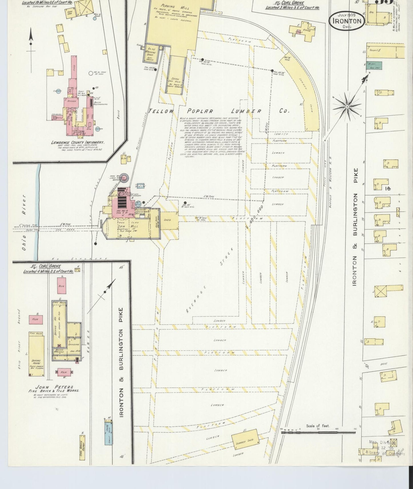 Sanborn Fire Insurance Map from Ironton, Lawrence County, Ohio (1909), Sheet #0033 - Historic Sanborn Fire Insurance Map Print, vintage old map wall art, antique decor, genealogy gift, Ohio Ohio map