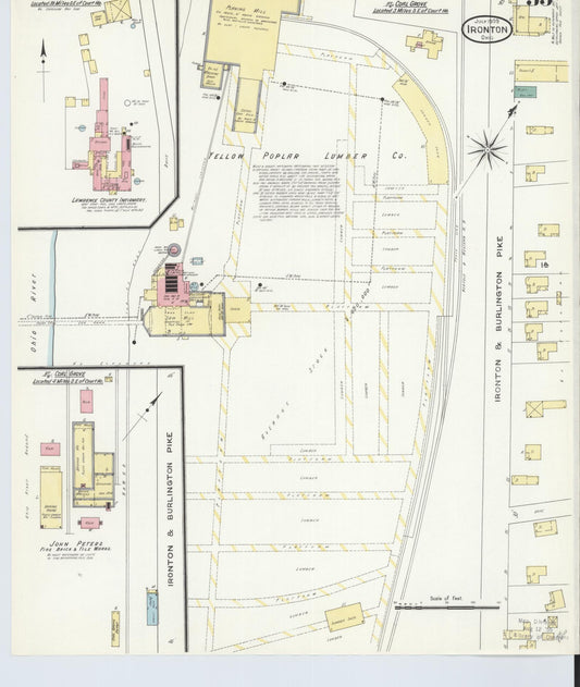 Sanborn Fire Insurance Map from Ironton, Lawrence County, Ohio (1909), Sheet #0033 - Historic Sanborn Fire Insurance Map Print, vintage old map wall art, antique decor, genealogy gift, Ohio Ohio map