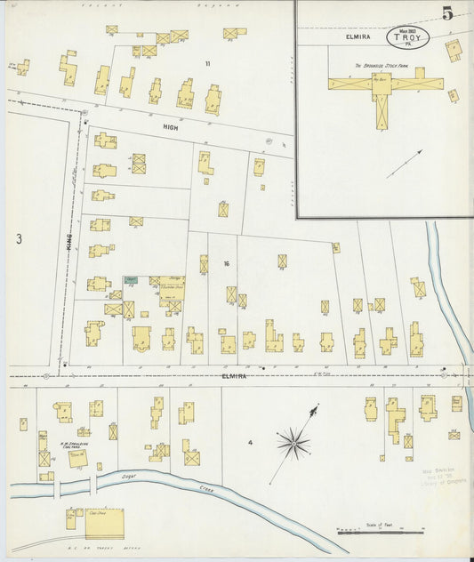 Sanborn Fire Insurance Map from Troy, Bradford County, Pennsylvania (1903), Sheet #0005 - Historic Sanborn Fire Insurance Map Print, vintage old map wall art, antique decor, genealogy gift, Pennsylvania Pennsylvania map
