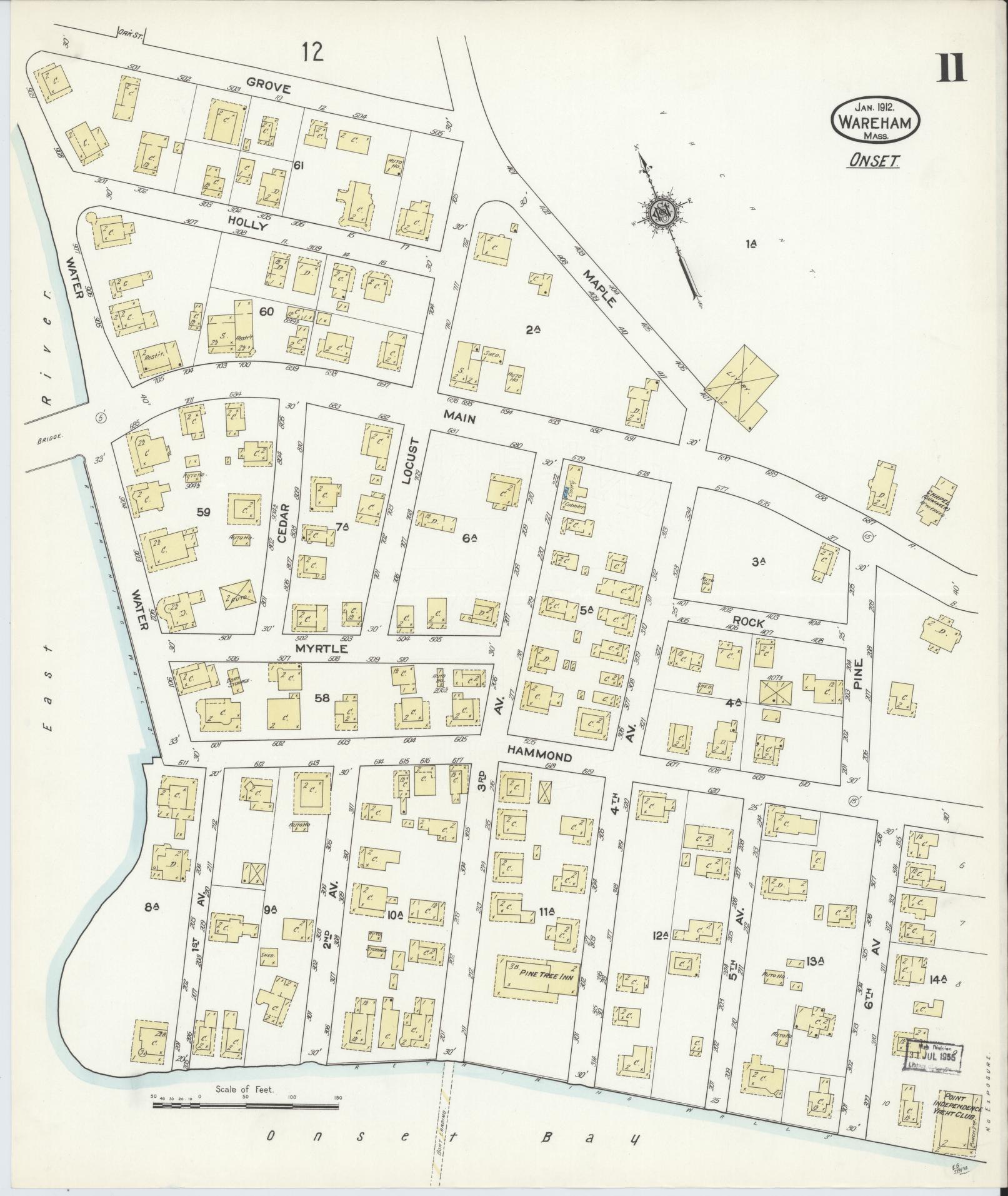 Sanborn Fire Insurance Map from Wareham, Plymouth County, Massachusetts (1912), Sheet #0011 - Complete Map Set gallery image, historic Sanborn map, vintage wall art, Massachusetts Massachusetts