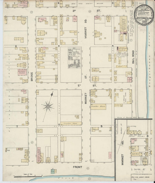 Sanborn Fire Insurance Map from New Cumberland, Cumberland County, Pennsylvania (1890), Sheet #0001 - Historic Sanborn Fire Insurance Map Print, vintage old map wall art, antique decor, genealogy gift, Pennsylvania Pennsylvania map