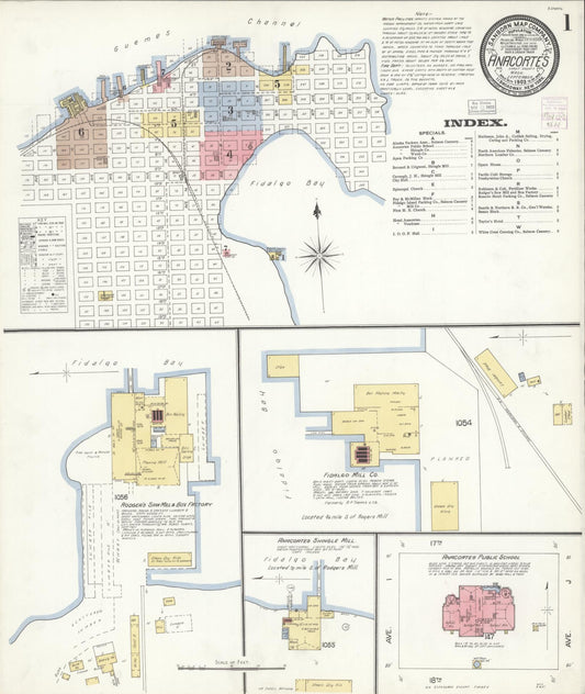 Sanborn Fire Insurance Map from Anacortes, Skagit County, Washington (1903), Sheet #0001 - Historic Sanborn Fire Insurance Map Print, vintage old map wall art, antique decor, genealogy gift, Washington Washington map