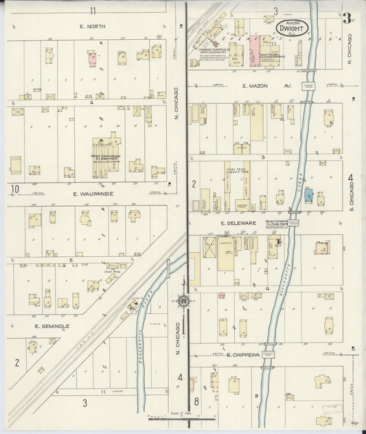 Sanborn Fire Insurance Map from Dwight, Livingston County, Illinois (1914), Sheet #0003 - Historic Sanborn Fire Insurance Map Print, vintage old map wall art, antique decor, genealogy gift, Illinois Illinois map