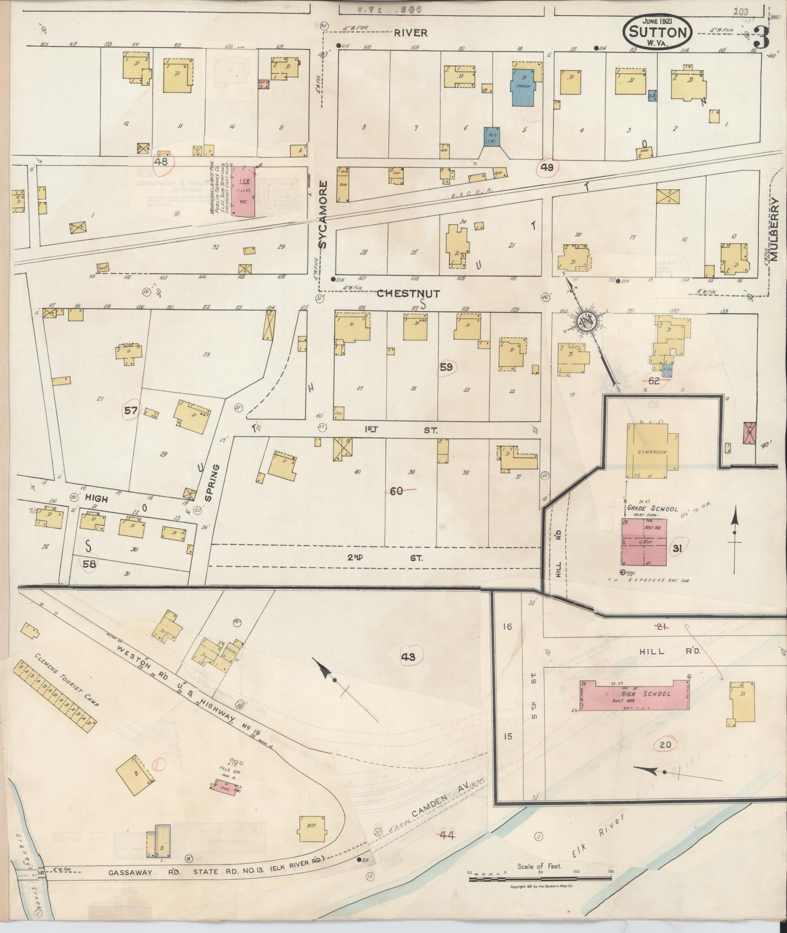Sanborn Fire Insurance Map from Sutton, Braxton County, West Virginia (1941), Sheet #0003 - Complete Map Set gallery image, historic Sanborn map, vintage wall art, West Virginia West Virginia