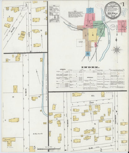 Sanborn Fire Insurance Map from New Berlin, Chenango County, New York (1899), Sheet #0001 - Complete Map Set gallery image, historic Sanborn map, vintage wall art, New York New York
