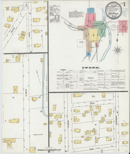 Sanborn Fire Insurance Map from New Berlin, Chenango County, New York (1899), Sheet #0001 - Complete Map Set gallery image, historic Sanborn map, vintage wall art, New York New York