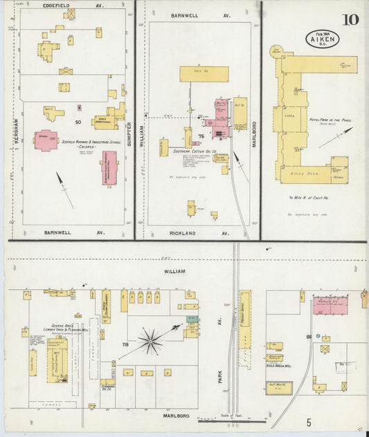 Sanborn Fire Insurance Map from Aiken, Aiken County, South Carolina (1904), Sheet #0010 - Historic Sanborn Fire Insurance Map Print, vintage old map wall art, antique decor, genealogy gift, South Carolina South Carolina map