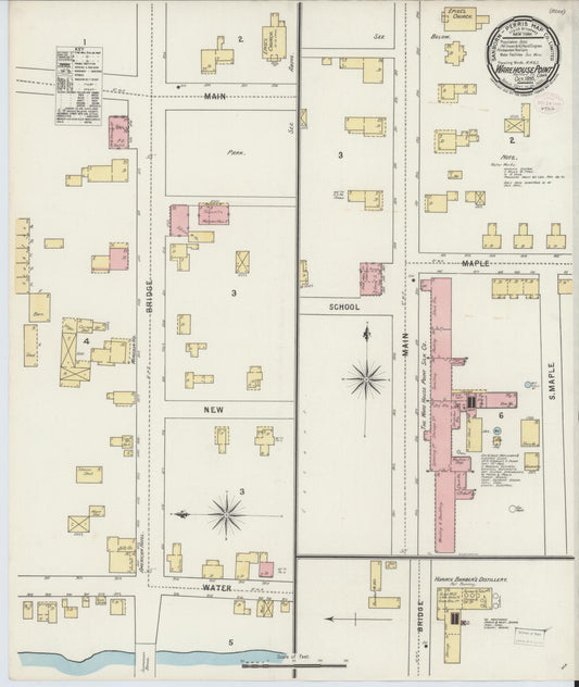 Sanborn Fire Insurance Map from Warehouse Point, Hartford County, Connecticut (1895), Sheet #0001 - Historic Sanborn Fire Insurance Map Print, vintage old map wall art, antique decor, genealogy gift, Connecticut Connecticut map