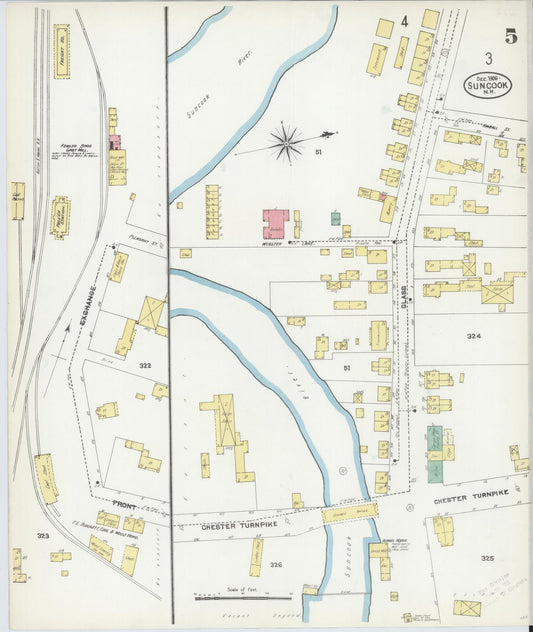 Sanborn Fire Insurance Map from Suncook, Merrimack County, New Hampshire (1906), Sheet #0005 - Historic Sanborn Fire Insurance Map Print, vintage old map wall art, antique decor, genealogy gift, New Hampshire New Hampshire map