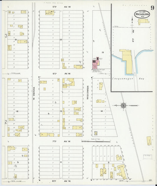 Sanborn Fire Insurance Map from Washburn, Bayfield County, Wisconsin (1909), Sheet #0009 - Historic Sanborn Fire Insurance Map Print, vintage old map wall art, antique decor, genealogy gift, Wisconsin Wisconsin map