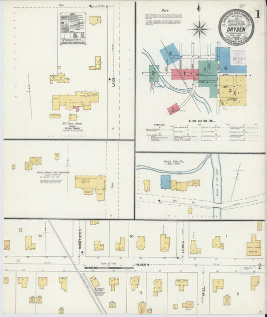 Sanborn Fire Insurance Map from Dryden, Tompkins County, New York (1904), Sheet #0001 - Complete Map Set gallery image, historic Sanborn map, vintage wall art, New York New York