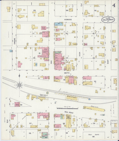 Sanborn Fire Insurance Map from California, Moniteau County, Missouri (1898), Sheet #0004 - Complete Map Set gallery image, historic Sanborn map, vintage wall art, California California