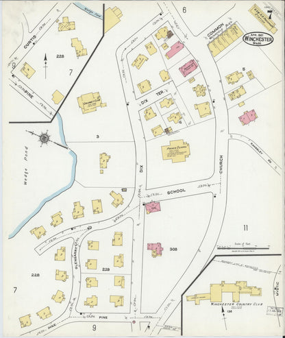 Sanborn Fire Insurance Map from Winchester, Middlesex County, Massachusetts (1921), Sheet #0007 - Complete Map Set gallery image, historic Sanborn map, vintage wall art, Massachusetts Massachusetts