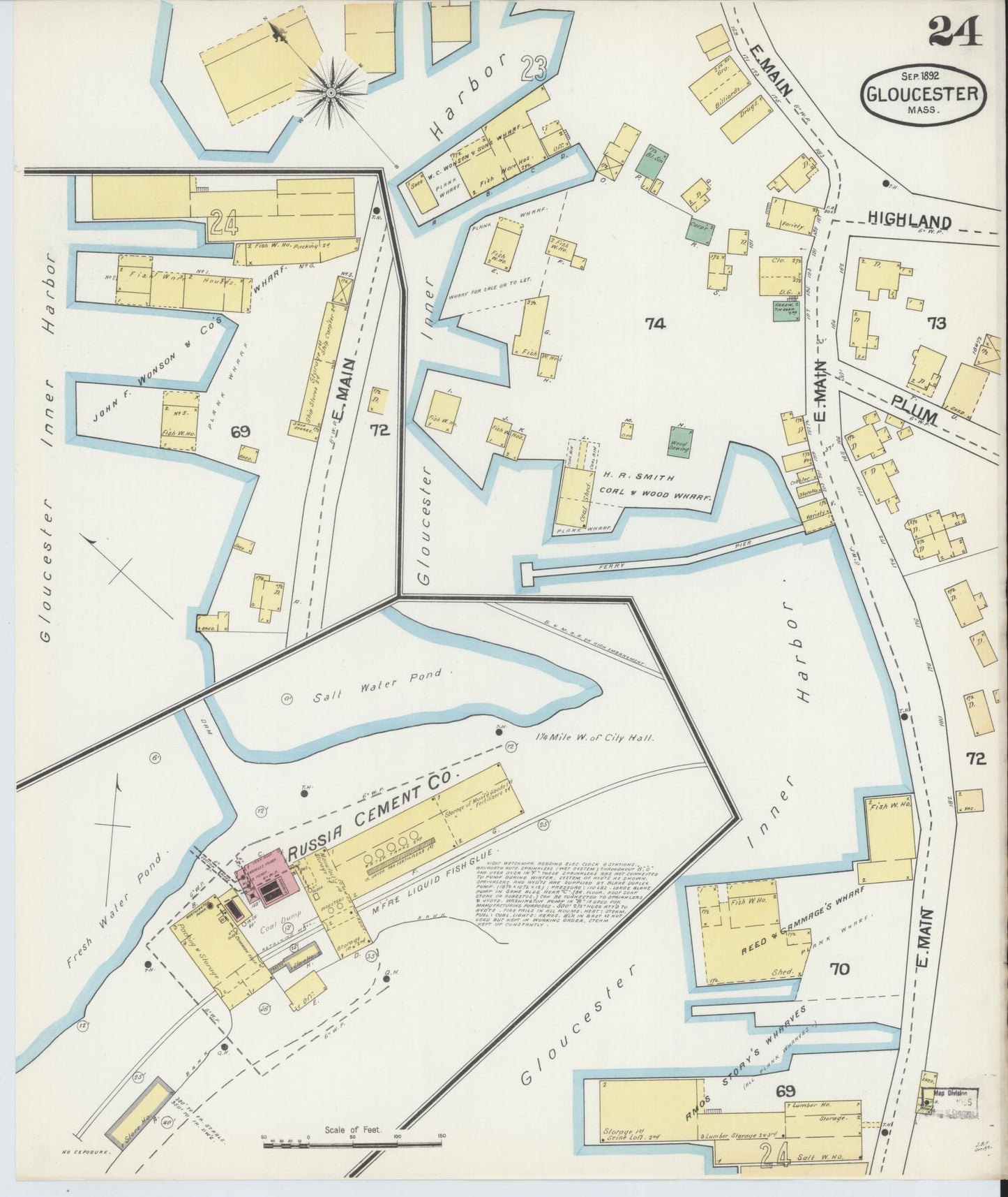 Sanborn Fire Insurance Map from Gloucester, Essex County, Massachusetts (1892), Sheet #0024 - Complete Map Set gallery image, historic Sanborn map, vintage wall art, Massachusetts Massachusetts