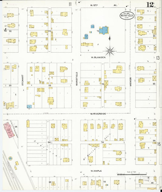 Sanborn Fire Insurance Map from Winfield, Cowley County, Kansas (1905), Sheet #0012 - Historic Sanborn Fire Insurance Map Print, vintage old map wall art, antique decor, genealogy gift, Kansas Kansas map